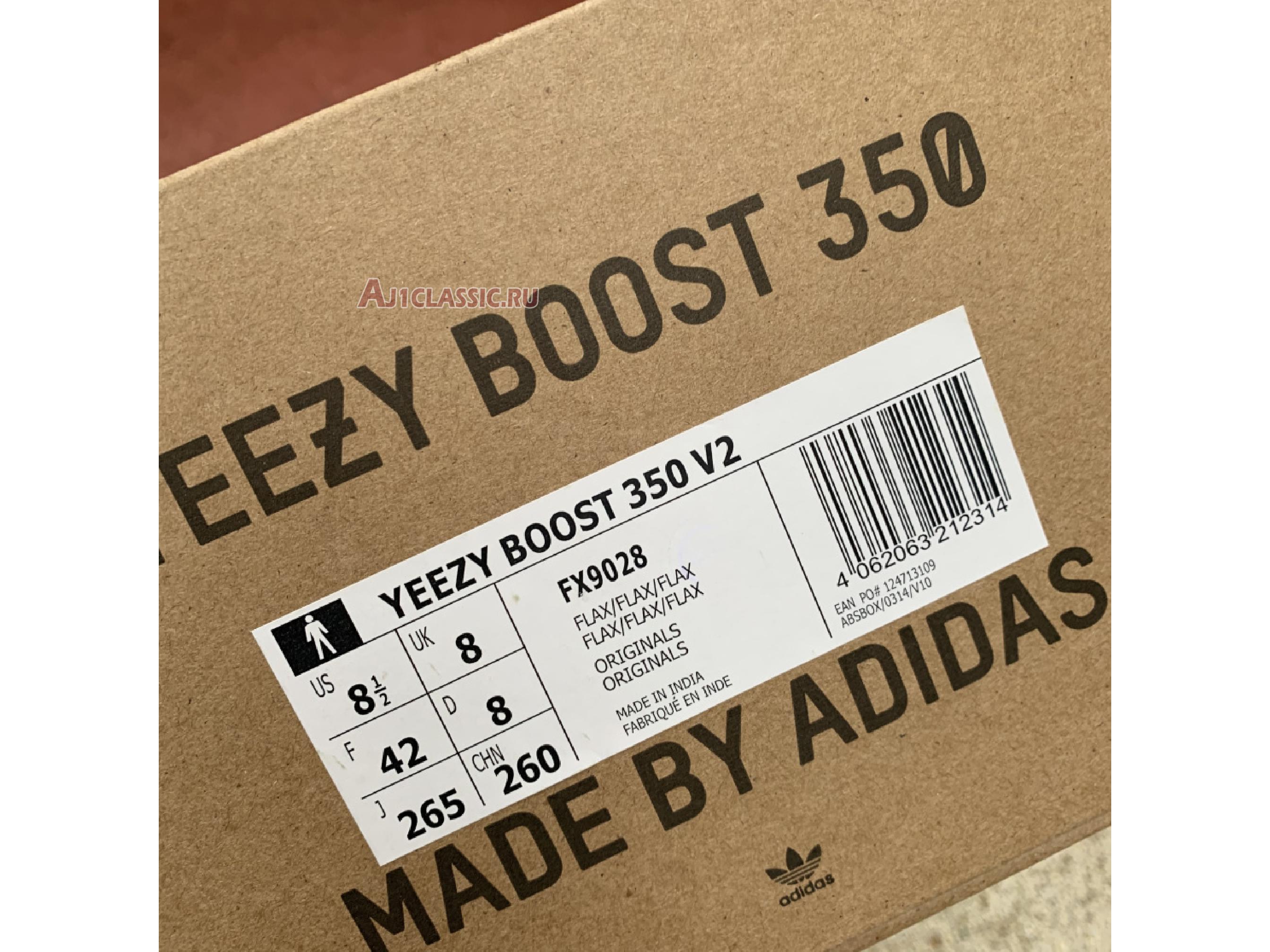 New Adidas Yeezy Boost 350 V2 "Flax" FX9028 Shoes