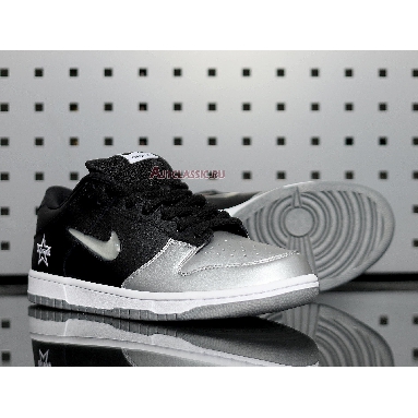 Nike Supreme x Dunk SB Low QS Metallic Silver CK3480-001 Metallic Silver/Metallic Silver/Black Mens Womens Shoes