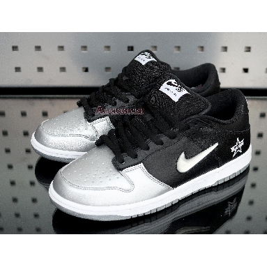 Nike Supreme x Dunk SB Low QS Metallic Silver CK3480-001 Metallic Silver/Metallic Silver/Black Mens Womens Shoes