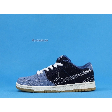 Nike Dunk Low Pro PRM SB Sashiko Pack CV0316-400 Mystic Navy/Mystic Navy/Gum Light Brown Mens Womens Shoes