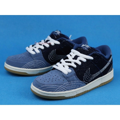 Nike Dunk Low Pro PRM SB Sashiko Pack CV0316-400 Mystic Navy/Mystic Navy/Gum Light Brown Mens Womens Shoes