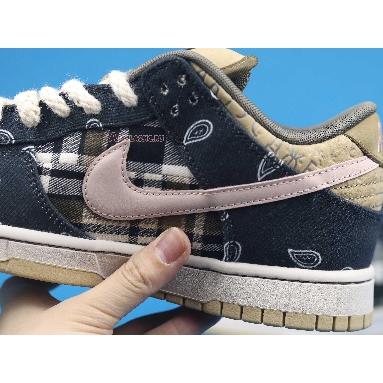 Nike Travis Scott x Dunk Low Premium QS SB Cactus Jack CT5053-001 Black/Parachute Beige-Petra Brown-Black Mens Womens Shoes