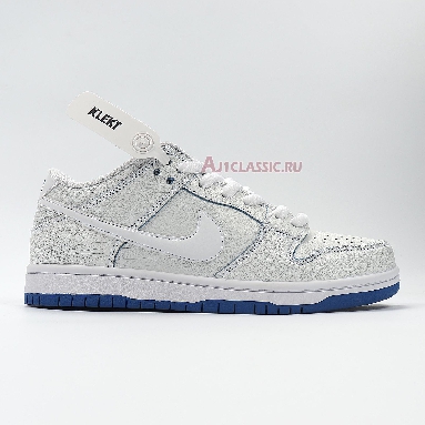 Nike Dunk Low Premium SB Cracked Leather CJ6884-100 White/White-Game Royal Mens Womens Shoes