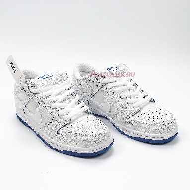 Nike Dunk Low Premium SB Cracked Leather CJ6884-100 White/White-Game Royal Mens Womens Shoes