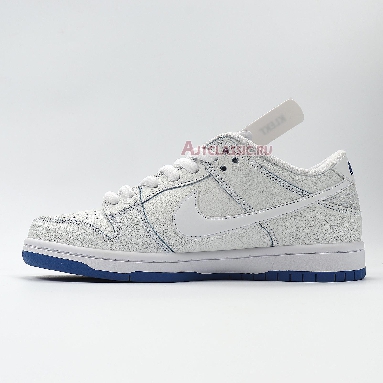 Nike Dunk Low Premium SB Cracked Leather CJ6884-100 White/White-Game Royal Mens Womens Shoes