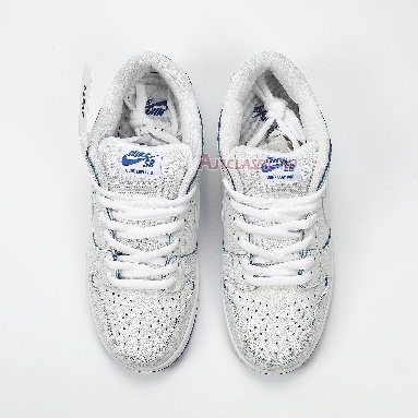 Nike Dunk Low Premium SB Cracked Leather CJ6884-100 White/White-Game Royal Mens Womens Shoes