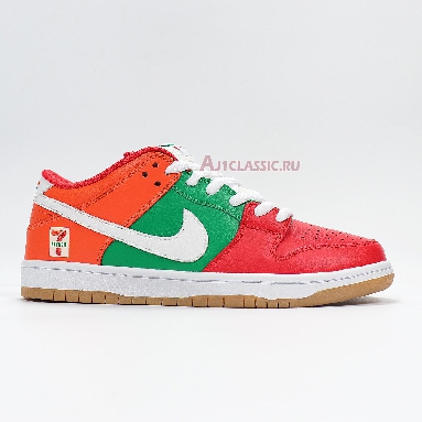 Nike 7-Eleven x Dunk Low SB CZ5130-600 Orange Peel/Pine Green/University Red Mens Womens Shoes