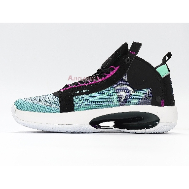 Air Jordan 34 Blue Void BQ3381-400 Blue Void/Green Glow-Black-Metallic Silver Sneakers