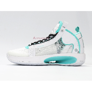 Air Jordan 34 PF Guo Ailun PE BQ3381-103 White/Metallic Silver/Aurora Green Mens Womens Shoes