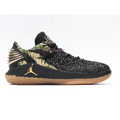 Air Jordan 32 Low PF Camo AH3347-021 Black/Metallic Gold-White Mens Womens Shoes