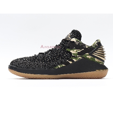 Air Jordan 32 Low PF Camo AH3347-021 Black/Metallic Gold-White Mens Womens Shoes