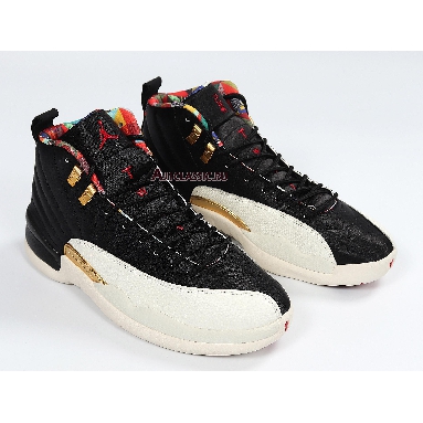 Air Jordan 12 Retro 2019 Chinese New Year CI2977-006 Black/Sail-Metallic Gold-True Red Sneakers