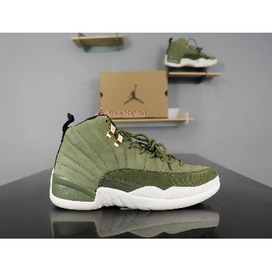 Air Jordan 12 Chris Paul Class of 2003 130690-301 Olive Canvas/Sail/Black-Metallic Gold Mens Womens Shoes