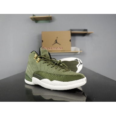 Air Jordan 12 Chris Paul Class of 2003 130690-301 Olive Canvas/Sail/Black-Metallic Gold Mens Womens Shoes