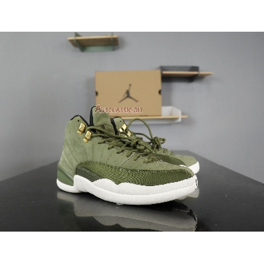 Air Jordan 12 Chris Paul Class of 2003 130690-301 Olive Canvas/Sail/Black-Metallic Gold Mens Womens Shoes