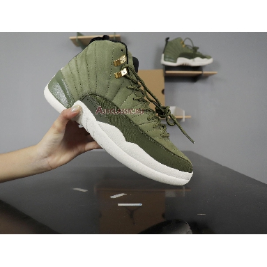 Air Jordan 12 Chris Paul Class of 2003 130690-301 Olive Canvas/Sail/Black-Metallic Gold Mens Womens Shoes