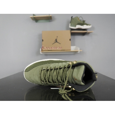 Air Jordan 12 Chris Paul Class of 2003 130690-301 Olive Canvas/Sail/Black-Metallic Gold Mens Womens Shoes