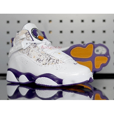 Air Jordan 6 Rings Hollywood 322992-152 White/Court Purple-Taxi-Silver Mens Womens Shoes