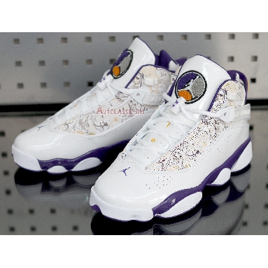 Air Jordan 6 Rings Hollywood 322992-152 White/Court Purple-Taxi-Silver Mens Womens Shoes