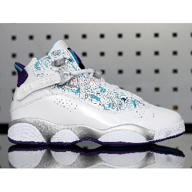 Air Jordan 6 Rings Utah 322992-153 White/Varsity Purple-Teal Silver Sneakers