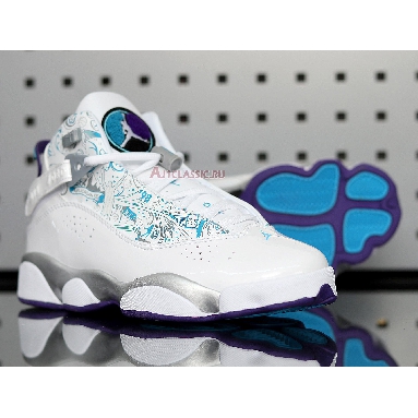 Air Jordan 6 Rings Utah 322992-153 White/Varsity Purple-Teal Silver Sneakers