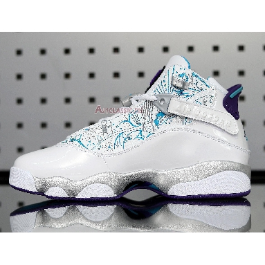 Air Jordan 6 Rings Utah 322992-153 White/Varsity Purple-Teal Silver Sneakers