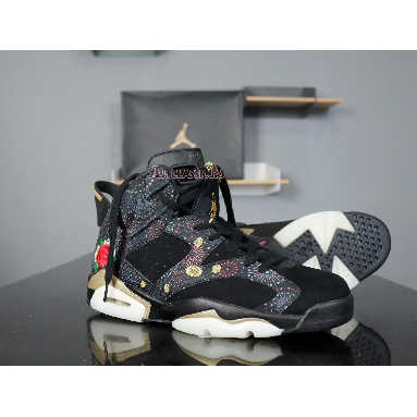 Air Jordan 6 Retro Chinese New Year AA2492-021 Black/Multi-Color-Summit White-Metallic Gold Sneakers