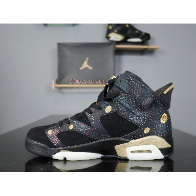 Air Jordan 6 Retro Chinese New Year AA2492-021 Black/Multi-Color-Summit White-Metallic Gold Sneakers