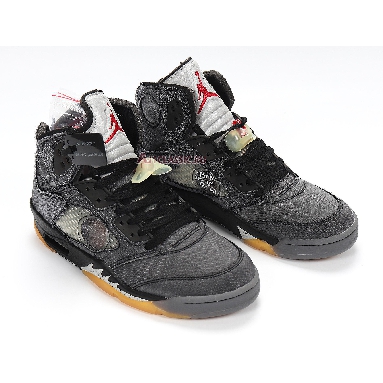 Off-White x Air Jordan 5 Retro SP Muslin CT8480-001 Black/Fire Red/Muslin Mens Womens Shoes