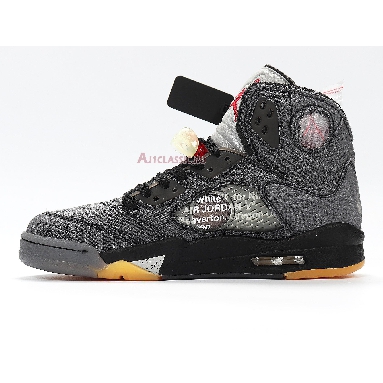 Off-White x Air Jordan 5 Retro SP Muslin CT8480-001 Black/Fire Red/Muslin Mens Womens Shoes