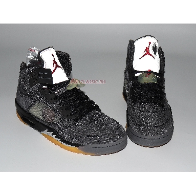 Off-White x Air Jordan 5 Retro SP Muslin CT8480-001 Black/Fire Red/Muslin Mens Womens Shoes