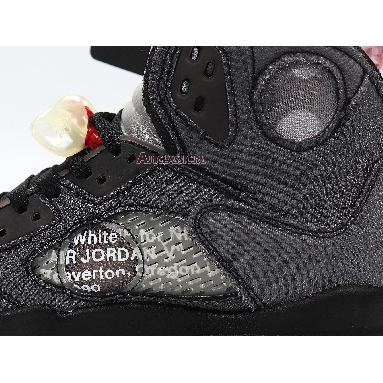 Off-White x Air Jordan 5 Retro SP Muslin CT8480-001 Black/Fire Red/Muslin Mens Womens Shoes