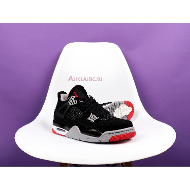 Air Jordan 4 Retro OG Bred 2019 308497-060 Black/Cement Grey-Summit White-Fire Red Mens Womens Shoes