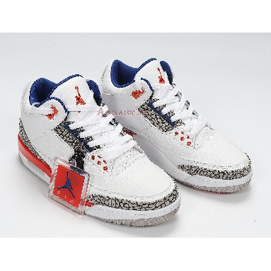 Air Jordan 3 Retro Knicks 136064-148 White/Old Royal-University Orange-Tech Grey Mens Womens Shoes