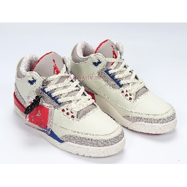 Air Jordan 3 Retro International Flight 136064-140 Sail/Sport Royal-Fire Red Mens Womens Shoes