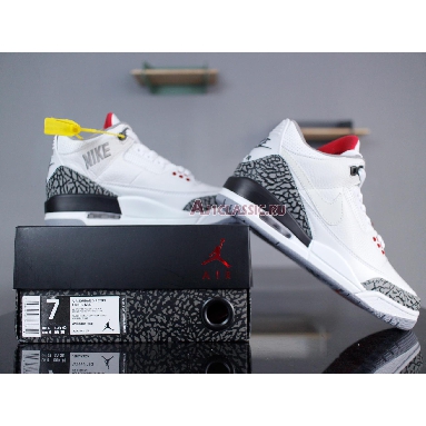 Air Jordan 3 Retro JTH NRG White Cement AV6683-160 White/Fire Red-Black-White Mens Womens Shoes