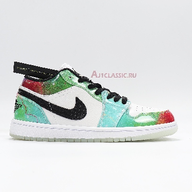 Air Jordan 1 Low Galaxy CW7310-909 Green/Blue/Red/White/Black Sneakers