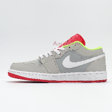 Air Jordan 1 Retro Low Hare 553558-021 Grey Mist/University Red-Light Poison Sneakers