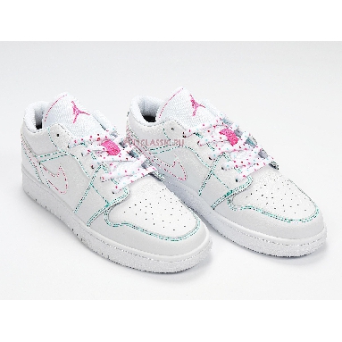 Air Jordan 1 Low GS Aurora Green 554723-101 White/White/Aurora Green/Soar Mens Womens Shoes