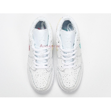 Air Jordan 1 Low White Neon CW7035-100 White/Multi-Color/Light Aqua Sneakers