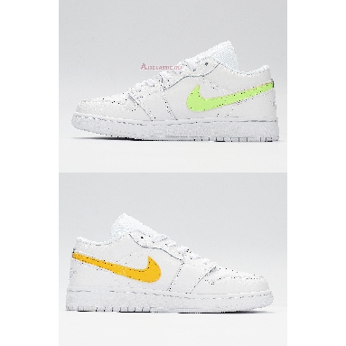 Air Jordan 1 Low White Neon CW7035-100 White/Multi-Color/Light Aqua Sneakers