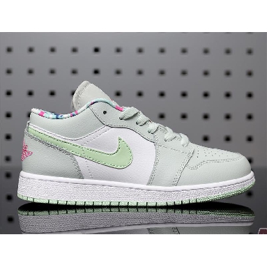 Air Jordan 1 Low Barely Grey Spruce 554723-051 Barely Grey/White/Laser Fuchsia/Frosted Spruce Sneakers