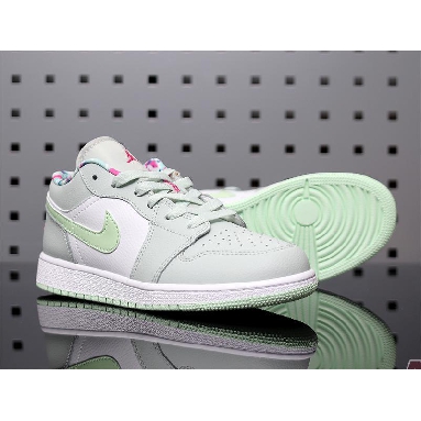 Air Jordan 1 Low Barely Grey Spruce 554723-051 Barely Grey/White/Laser Fuchsia/Frosted Spruce Sneakers