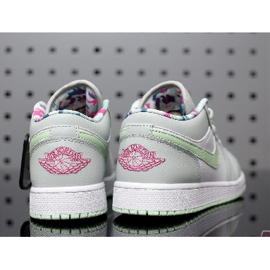 Air Jordan 1 Low Barely Grey Spruce 554723-051 Barely Grey/White/Laser Fuchsia/Frosted Spruce Mens Womens Shoes