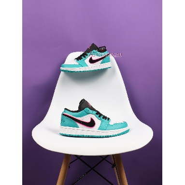 Air Jordan 1 Low South Beach 553558-306 Turbo Green/Black-Hyper Pink-Orange Peel Sneakers