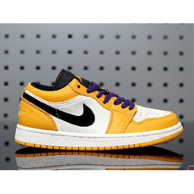 Air Jordan 1 Low Lakers 553558-700 University Gold/Pale Ivory-Court Purple-Black Sneakers