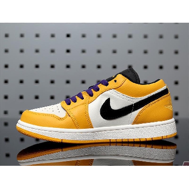 Air Jordan 1 Low Lakers 553558-700 University Gold/Pale Ivory-Court Purple-Black Sneakers