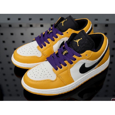 Air Jordan 1 Low Lakers 553558-700 University Gold/Pale Ivory-Court Purple-Black Sneakers