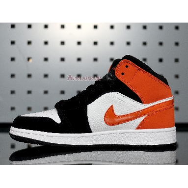 Air Jordan 1 Mid Shattered Backboard 554724-058 Black/Starfish-White Mens Womens Shoes