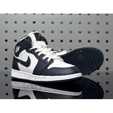 Air Jordan 1 Mid Obsidian 554724-174 White/Obsidian-Metallic Gold Sneakers